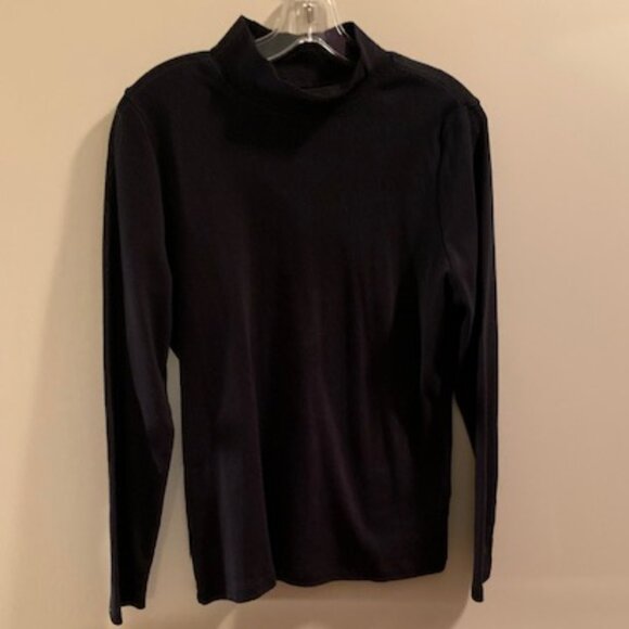 *HP* Charter Club black long sleeve mock turtleneck cotton top - Picture 5 of 5